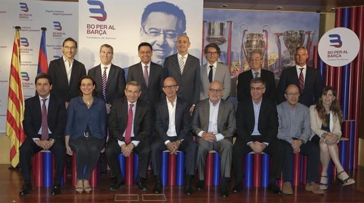 El expresidente Josep Maria Bartomeu y su junta, en la presentación de la candidatura. El expresidente Josep Maria Bartomeu y su junta, en la presentación de la candidatura.