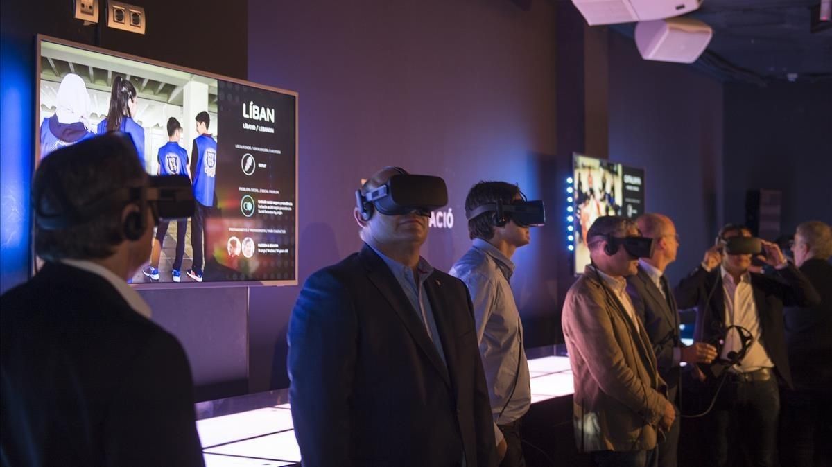 Un espacio de realidad virtual en el nuevo Espai Barça Fundació. Un espacio de realidad virtual en el nuevo Espai Barça Fundació.