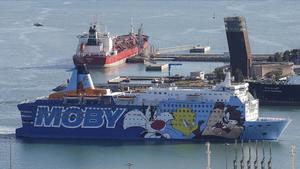 El barco ’Moby Dada’ con las imágenes de los personajes de dibujos animados.