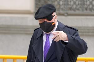 El excomisario Villarejo llega a la Audiencia Nacional, el 4 de marzo, después de ser puesto en libertad.