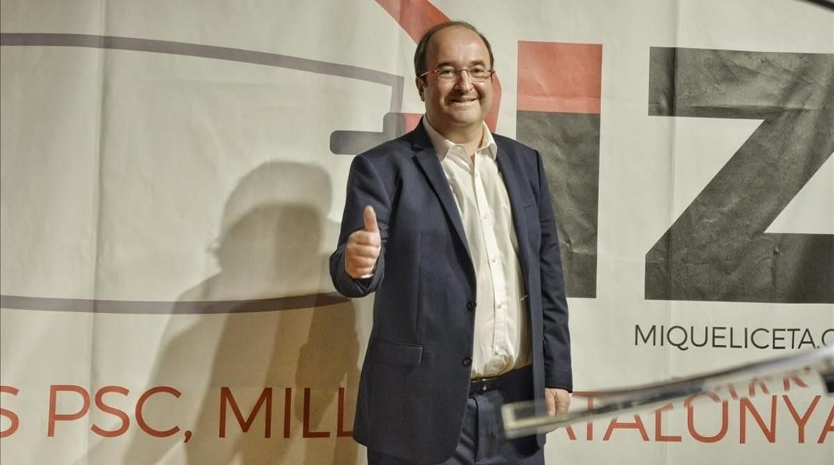 El primer secretario del PSC, Miquel Iceta, en el acto de presentación de su candidatura a las primarias, en Barcelona. El primer secretario del PSC, Miquel Iceta, en el acto de presentación de su candidatura a las primarias, en Barcelona.