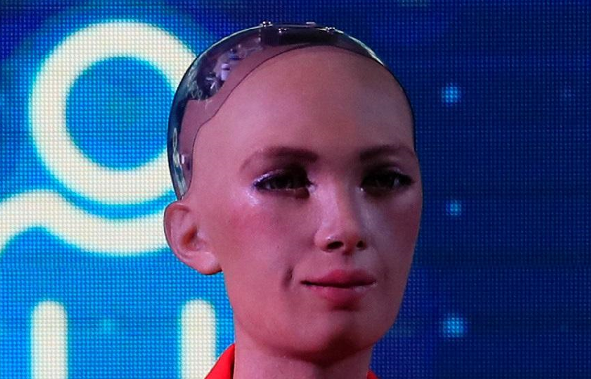 El robot ’Sophia’, este lunes, en la presentación de su participación en la jornada electoral del 4-M.