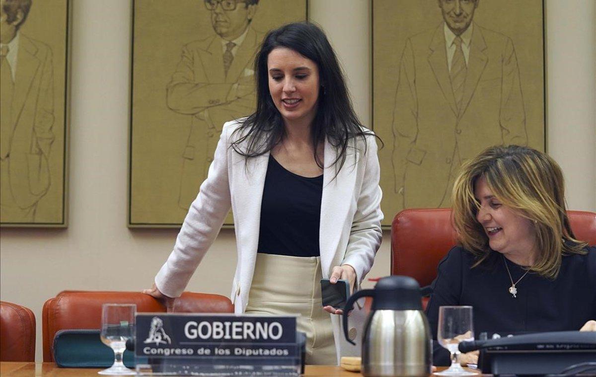 La ministra de Igualdad, Irene Montero, durante su comparecencia en el Congreso. La ministra de Igualdad, Irene Montero, durante su comparecencia en el Congreso.