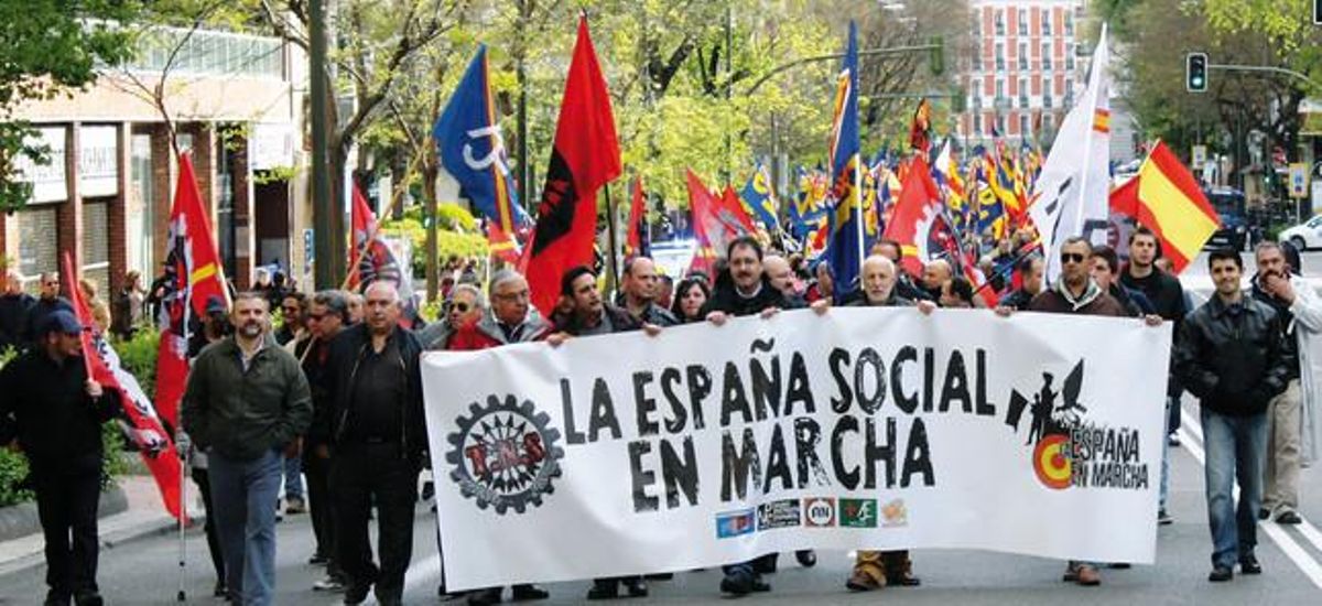 Pancarta unitaria de La España en Marcha, en el último 20 de noviembre celebrado en Madrid. Pancarta unitaria de La España en Marcha, en el último 20 de noviembre celebrado en Madrid.