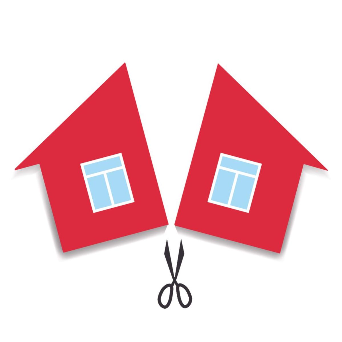 Infografía de una casa partida en dos Infografía de una casa partida en dos