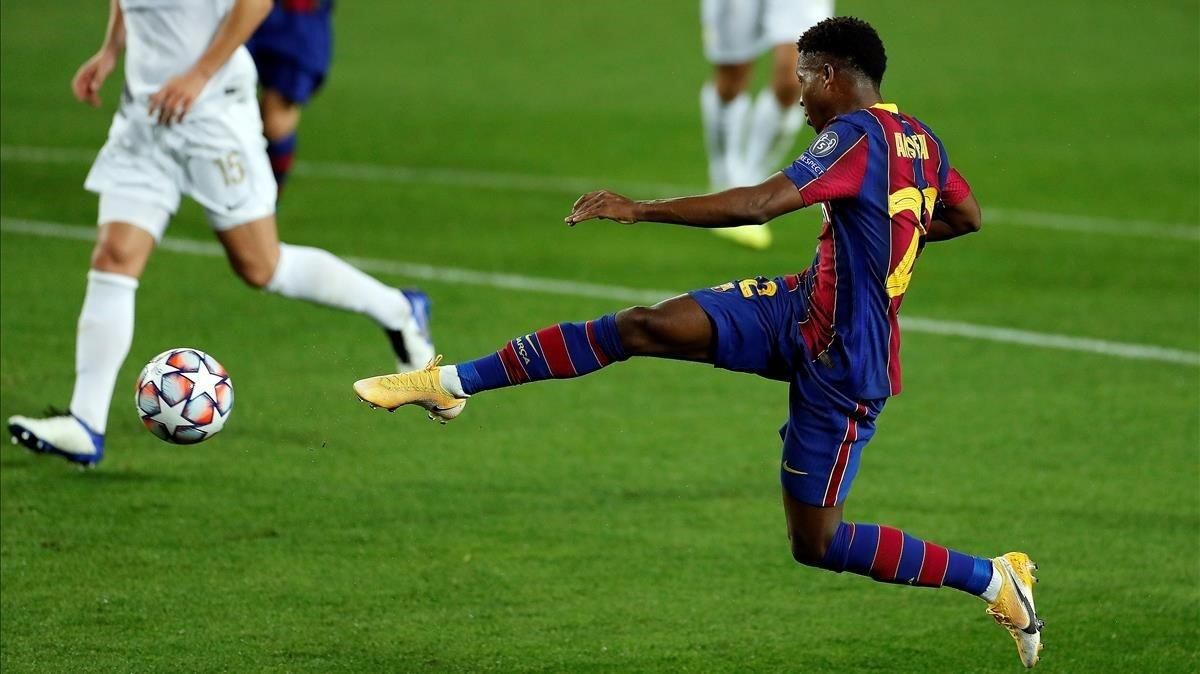 Ansu Fati logra el segundo gol del Barça al Ferencváros en la primera jornada de la Champions League. Ansu Fati logra el segundo gol del Barça al Ferencváros en la primera jornada de la Champions League.