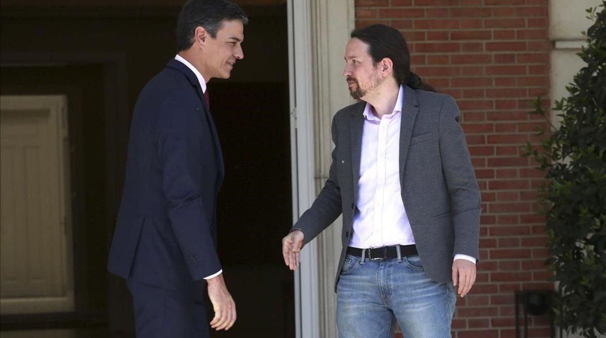 Pedro Sánchez y Pablo Iglesias, el pasado 7 de mayo en la Moncloa. Pedro Sánchez y Pablo Iglesias, el pasado 7 de mayo en la Moncloa.