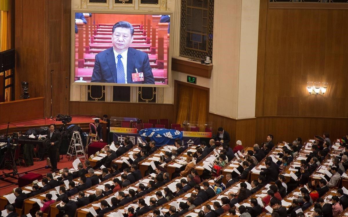 Xi Jinping, durante su discurso a la Asamblea Nacional del 2018. Xi Jinping, durante su discurso a la Asamblea Nacional del 2018.