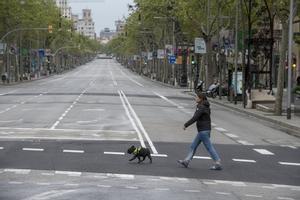 El paseo de Gràcia de Barcelona, sin actividad durante el confinamiento. 