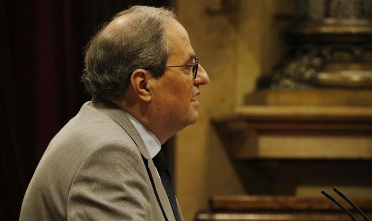 Qum Torra interviene en el pleno monográfico en el Parlament. Qum Torra interviene en el pleno monográfico en el Parlament.