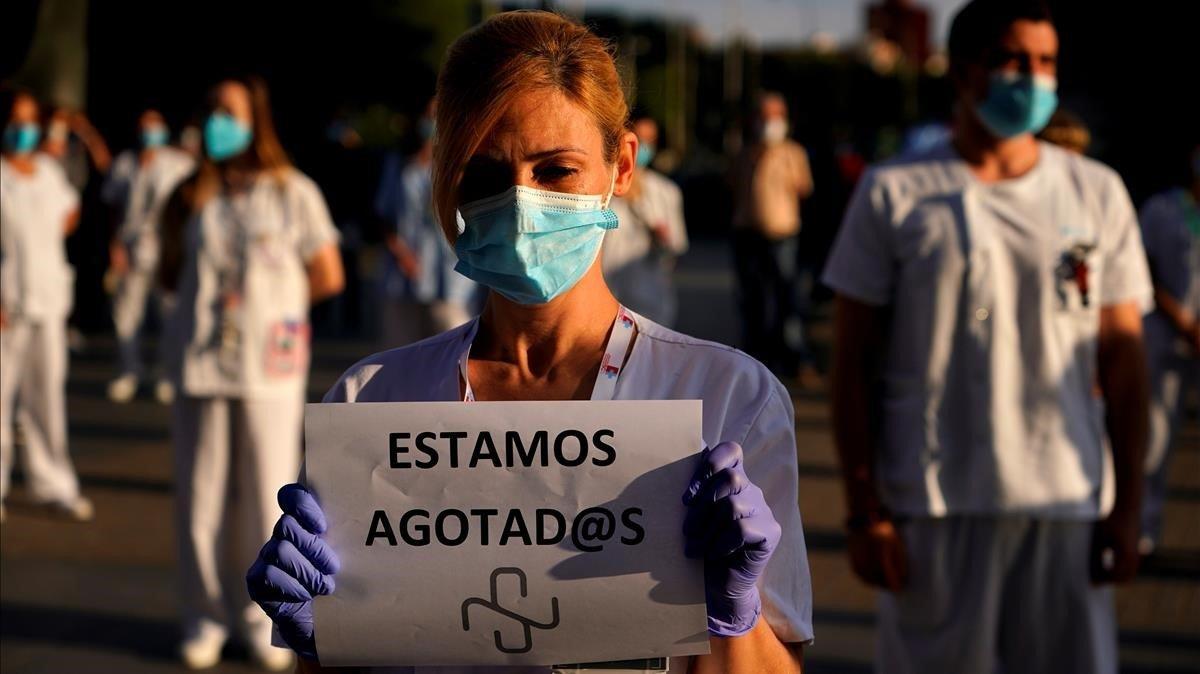Protesta del personal sanitario del Hospital La Paz de Madrid.