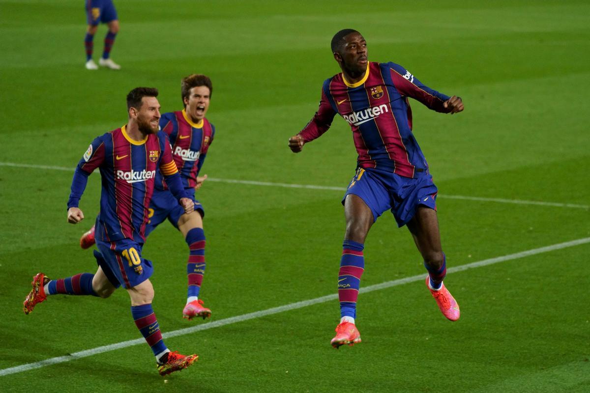 Los jugadores del Barça celebran un gol. 