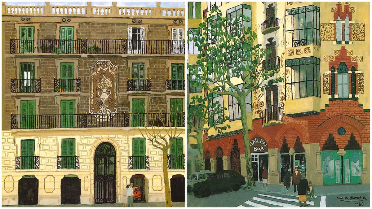 Dos de las fachadas modernistas inmortalizadas por la pintora Núria Llimona