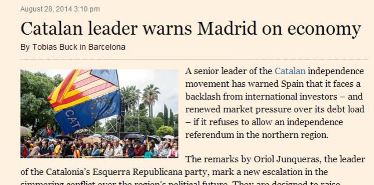 El artículo del ’Financial Times’ sobre Junqueras. El artículo del ’Financial Times’ sobre Junqueras.