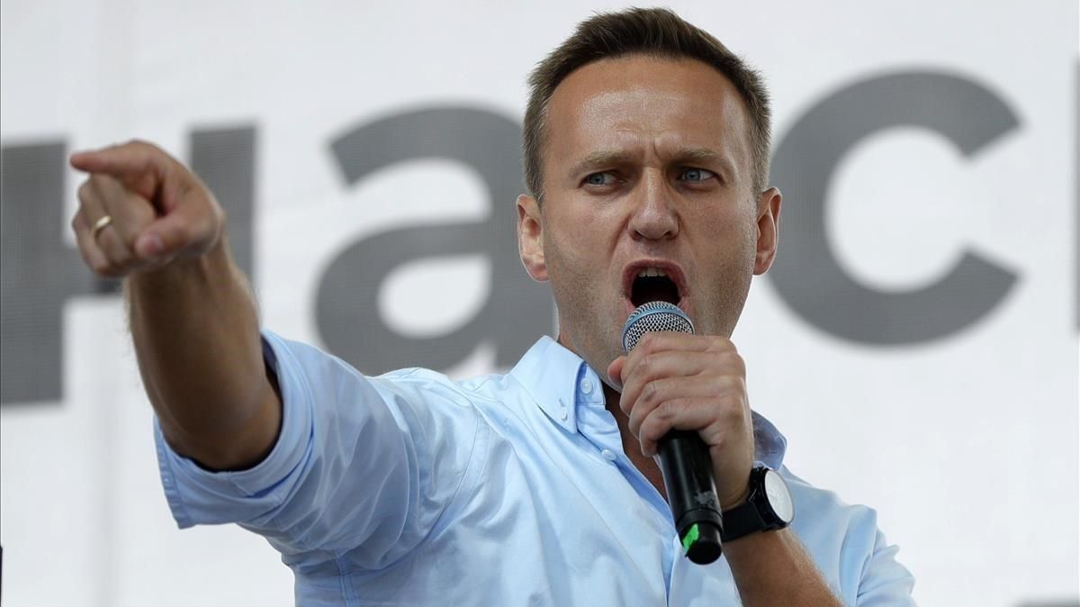 El opositor ruso Alekséi Navalni, en un mitin en Moscú en julio del 2019. El opositor ruso Alekséi Navalni, en un mitin en Moscú en julio del 2019.