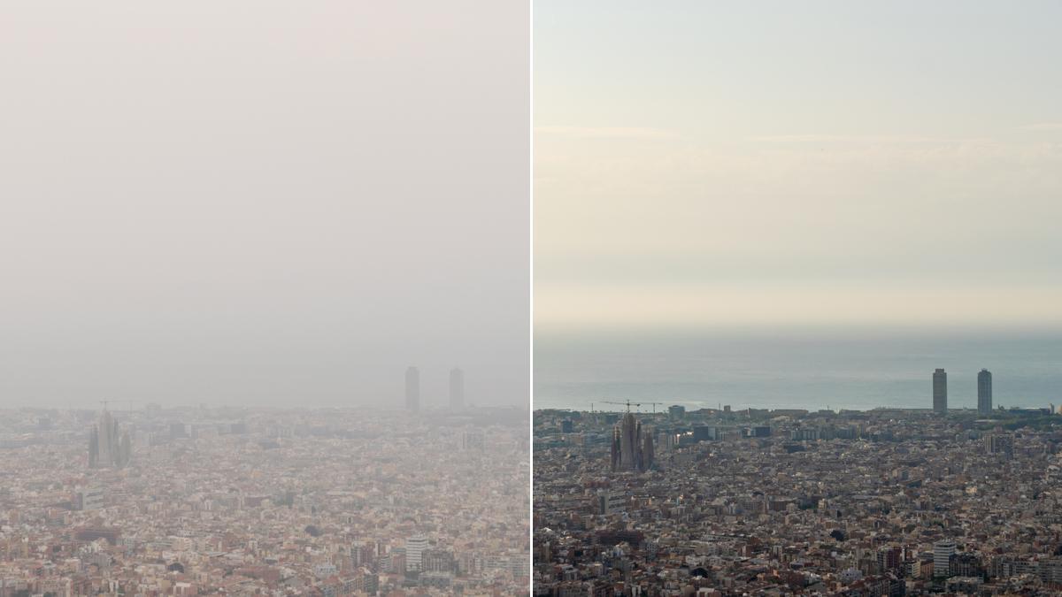 Barcelona, con y sin polvo en suspensión, el miércoles 21 de junio y el jueves 22 de junio.
