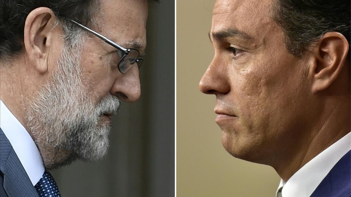 Imagen de archivo del presidente del Gobierno, Mariano Rajoy y el secretario general del PSOE, Pedro Sánchez. Imagen de archivo del presidente del Gobierno, Mariano Rajoy y el secretario general del PSOE, Pedro Sánchez.