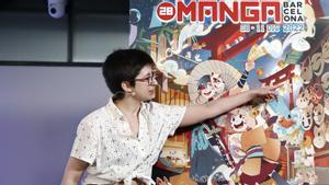 La dibujante madrileña Sara Lozoya, autora del cartel, durante la presentación del avance del 28 Manga Barcelona.