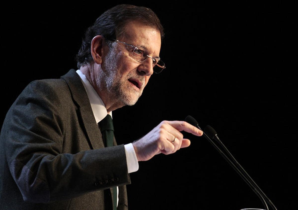 Mariano Rajoy, el viernes por la noche, en un mitin en Lleida.