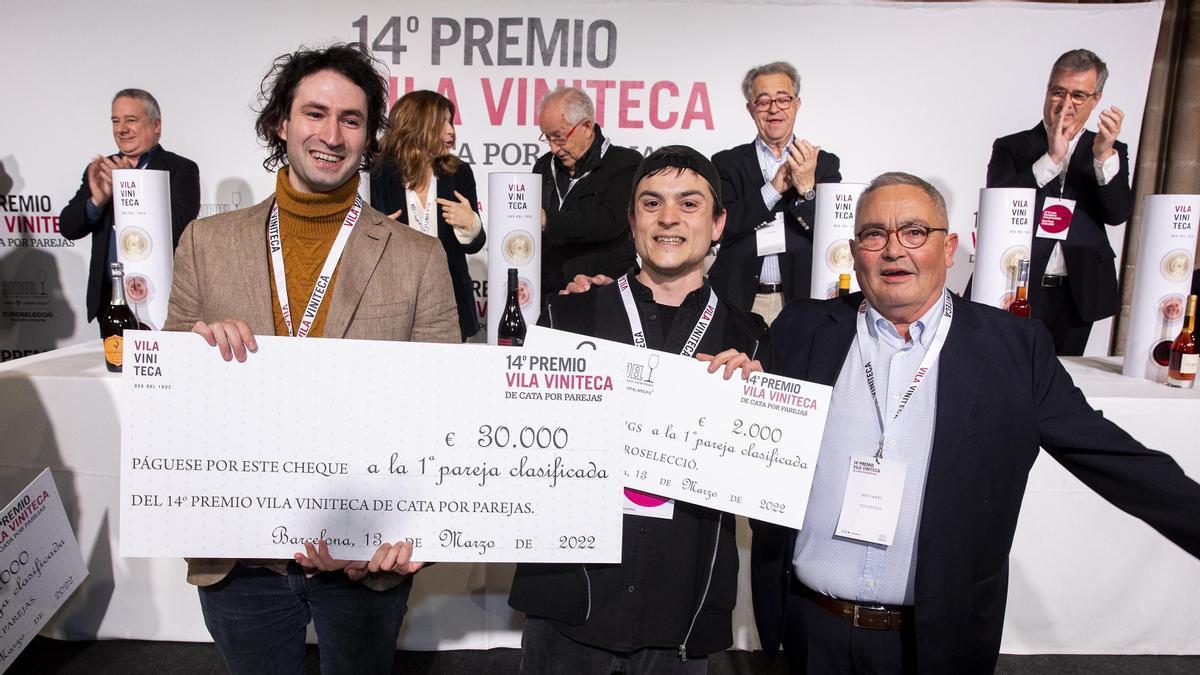 Los madrileños Boris Olivas y Alberto García, ganadores del 14º Premio Vila Viniteca de cata por parejas.