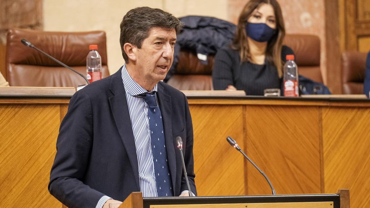 El vicepresidente andaluz Juan Marín (Cs), el pasado día 22 de diciembre, ante el pleno del Parlamento de Andalucía.