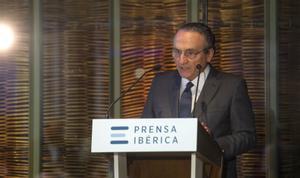 Javier Moll, presidente de Prensa Ibérica se dirige a los asistentes durante el acto de inauguración oficial de las instalaciones de Prensa Ibérica en l’Hospitalet