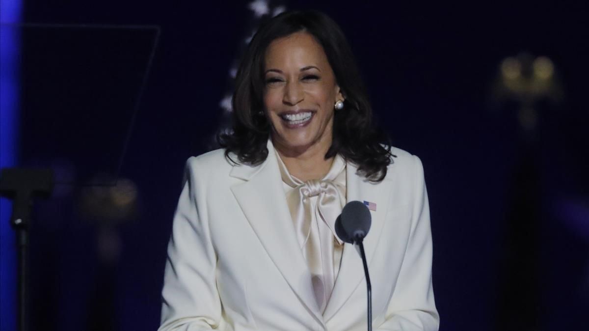 La vicepresidenta electa de EEUU Kamala Harris, durante su discurso de este domingo. La vicepresidenta electa de EEUU Kamala Harris, durante su discurso de este domingo.