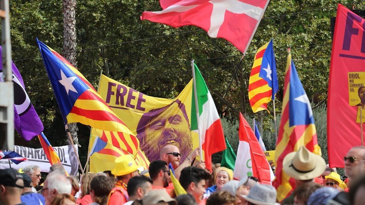 La Diada en la Diagonal de Barcelona.