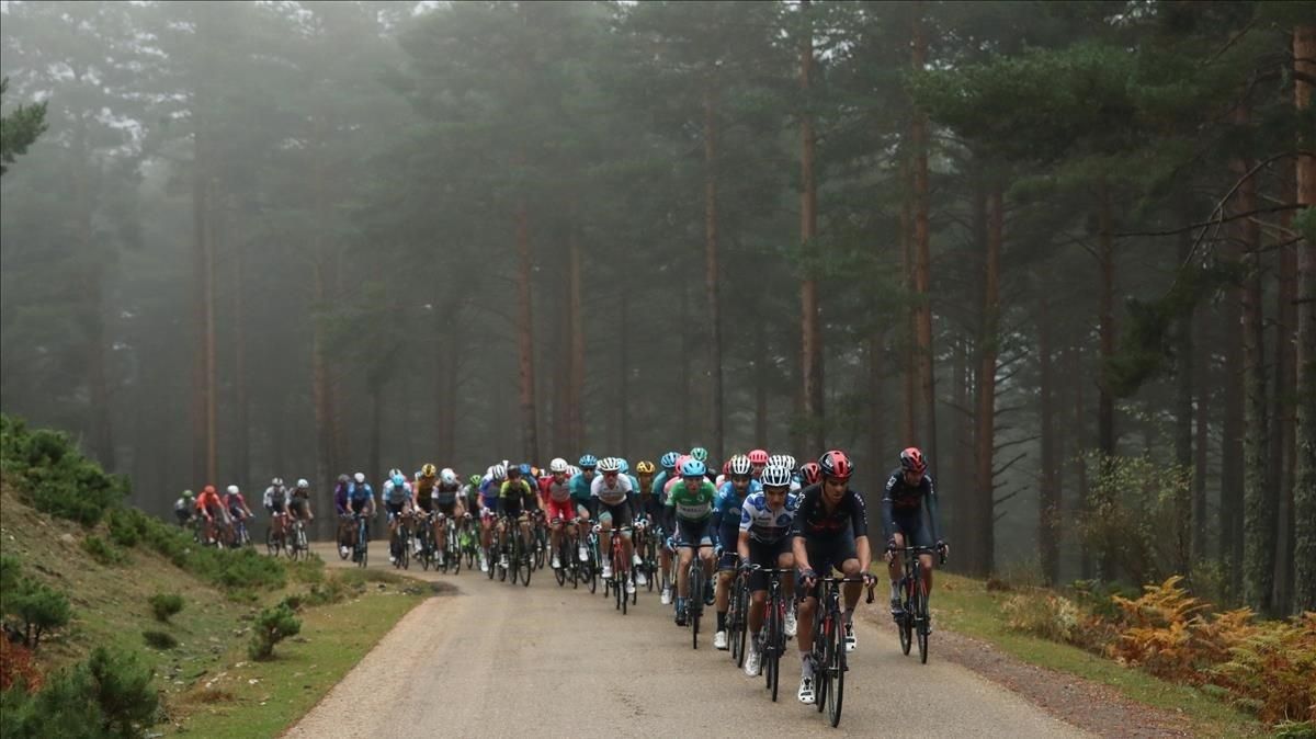El pelotón de la Vuelta, durante la tercera etapa. El pelotón de la Vuelta, durante la tercera etapa.
