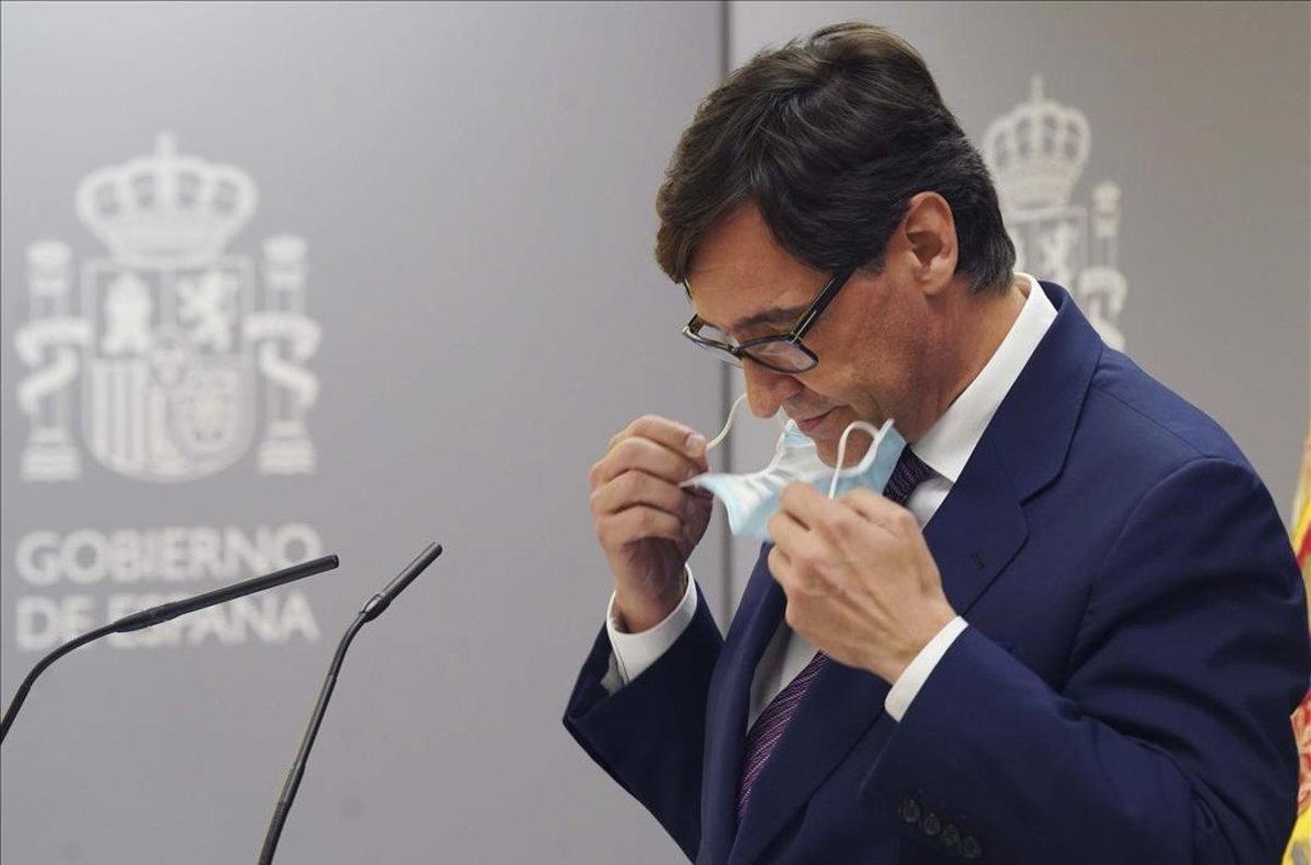 El ministro de Sanidad, Salvador Illa, durante una rueda de prensa el pasado 13 de julio El ministro de Sanidad, Salvador Illa, durante una rueda de prensa el pasado 13 de julio
