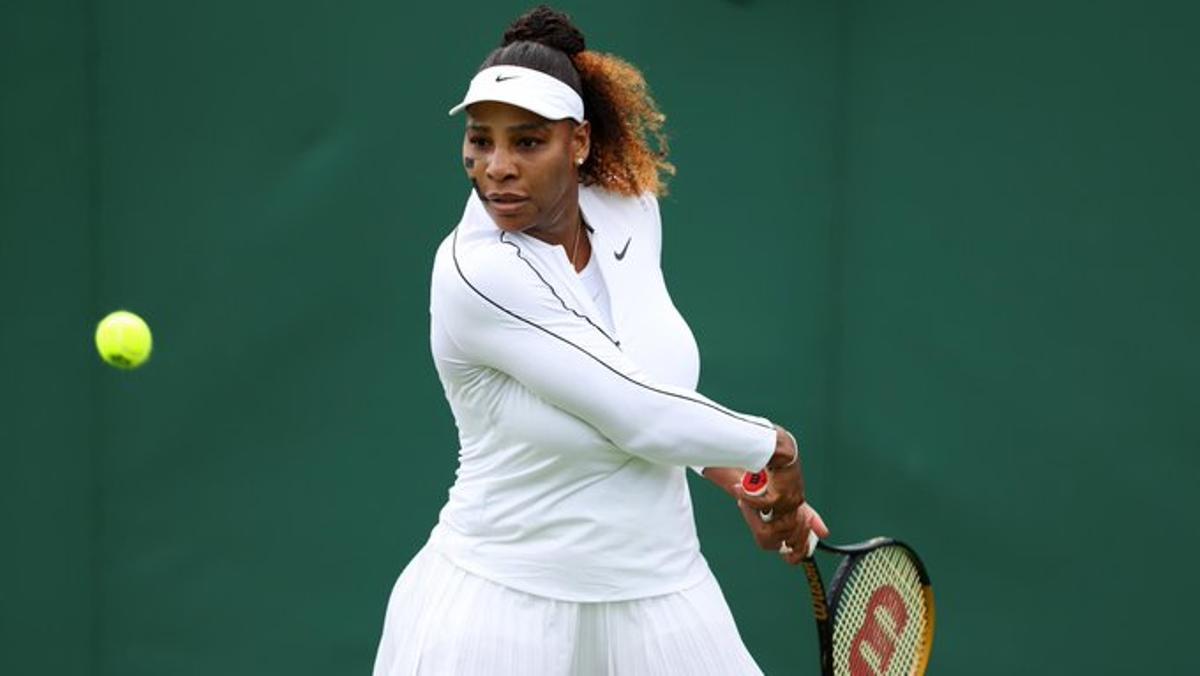 Serena, entrenando en Wimbledon.