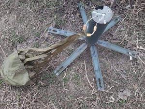 Mina rusa Medallón usada en Jarkov (Ucrania), en foto difundida por el ejército ucraniano el 30 de marzo.