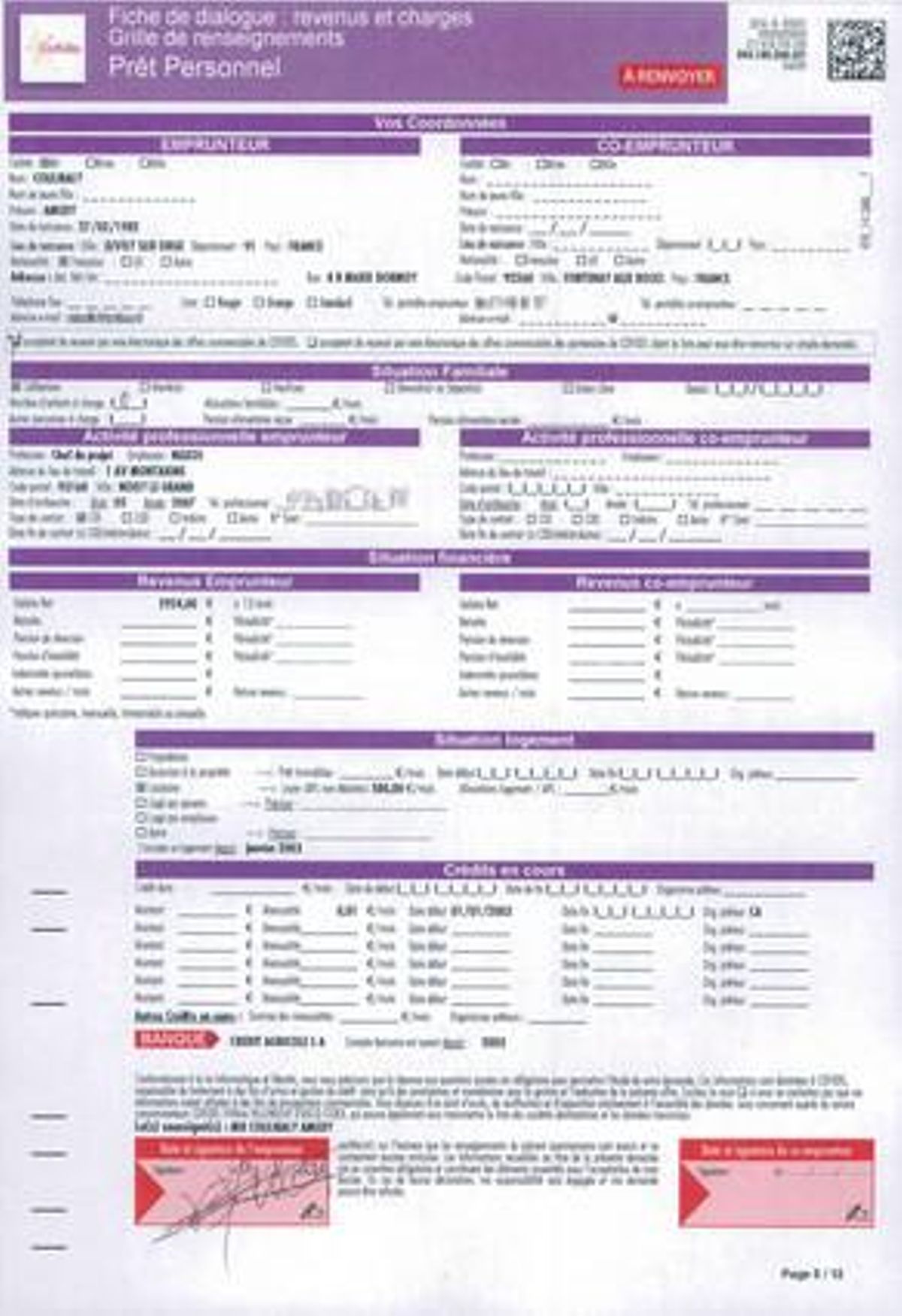 Detalle de la solicitud de préstamo de Coulibaly. Detalle de la solicitud de préstamo de Coulibaly.