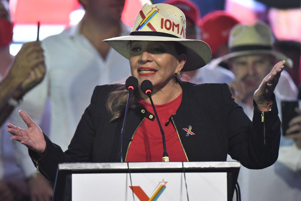 La candidata de Libertad y Refundación, Xiomara Castro, durante un mitin en Tegucigalpa el pasado 21 de noviembre.