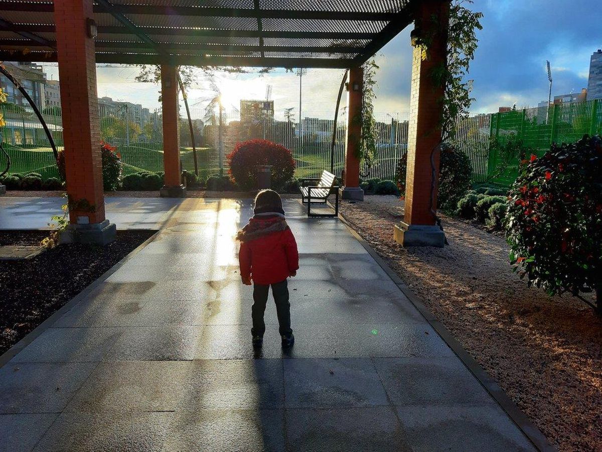 Un niño de cuatro años pasea por un parque de Madrid. Un niño de cuatro años pasea por un parque de Madrid.