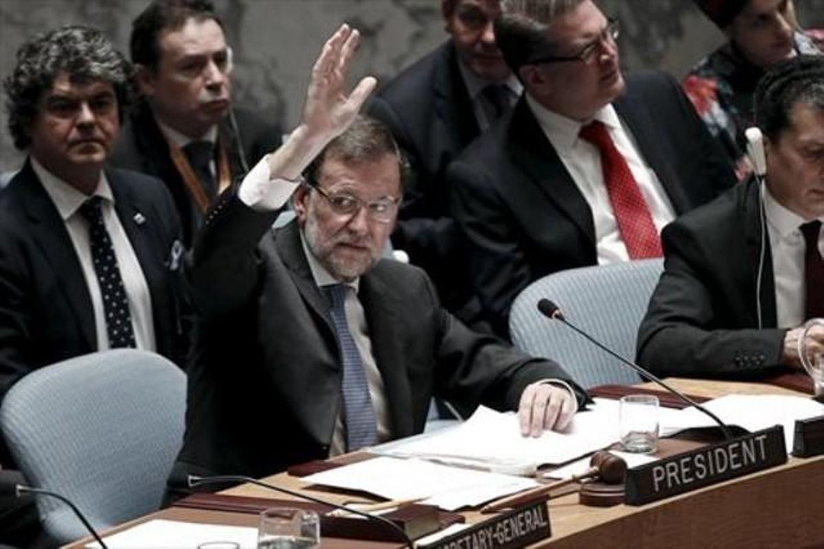 Mariano Rajoy en una votación del consejo de seguridad de las Naciones Unidas en Nueva York, ayer. Mariano Rajoy en una votación del consejo de seguridad de las Naciones Unidas en Nueva York, ayer.