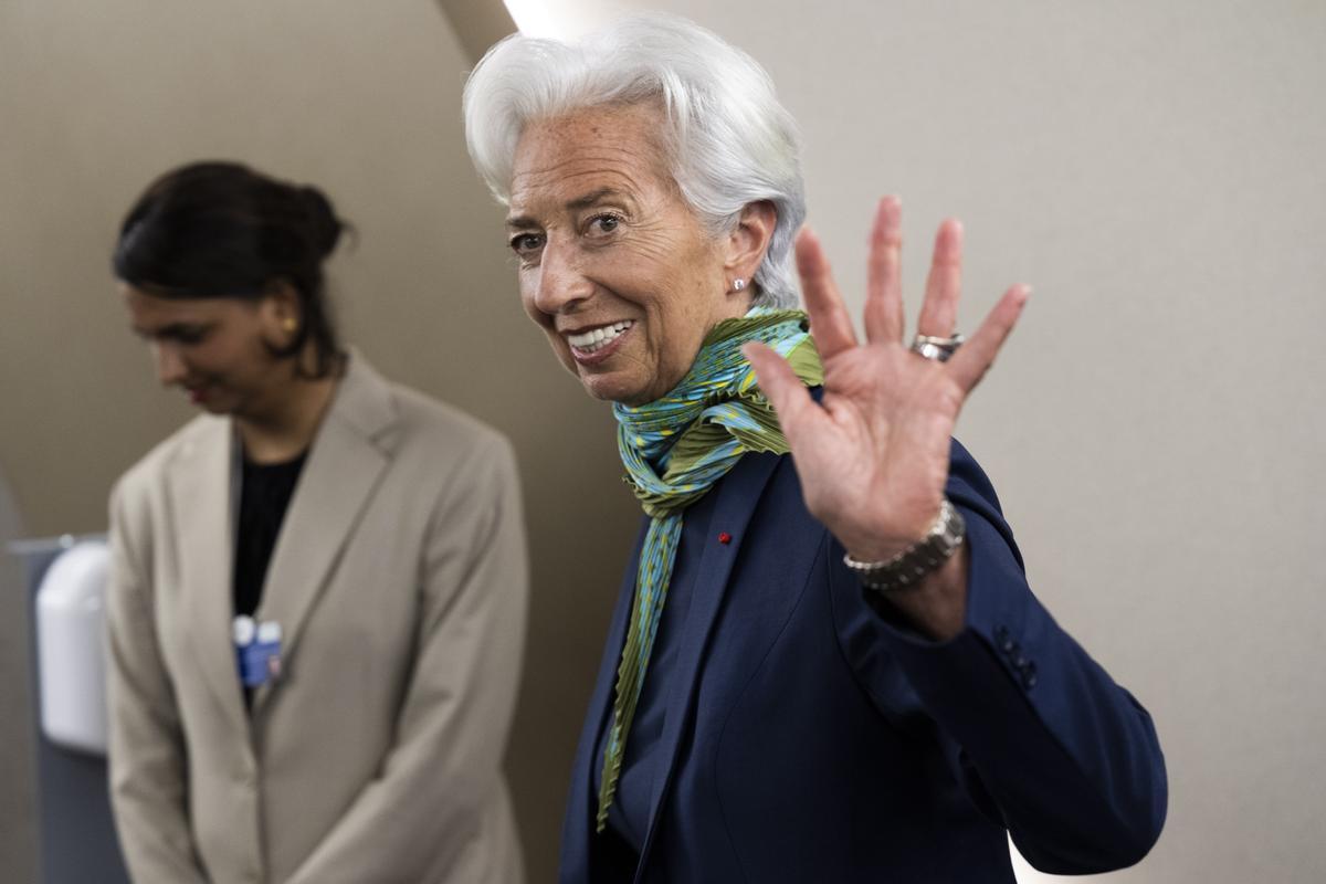 La presidenta del BCE, Christine Lagarde, en el Foro Económico Mundial, en Davos.