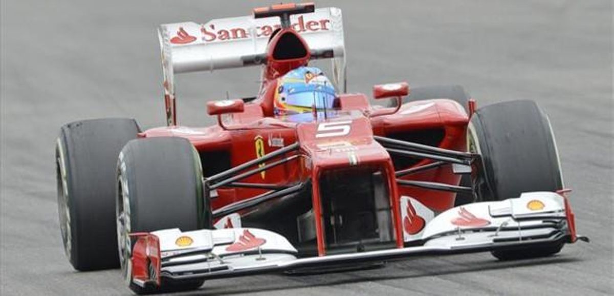 Alonso, en los primeros entrenamientos del GP de Alemania. Alonso, en los primeros entrenamientos del GP de Alemania.