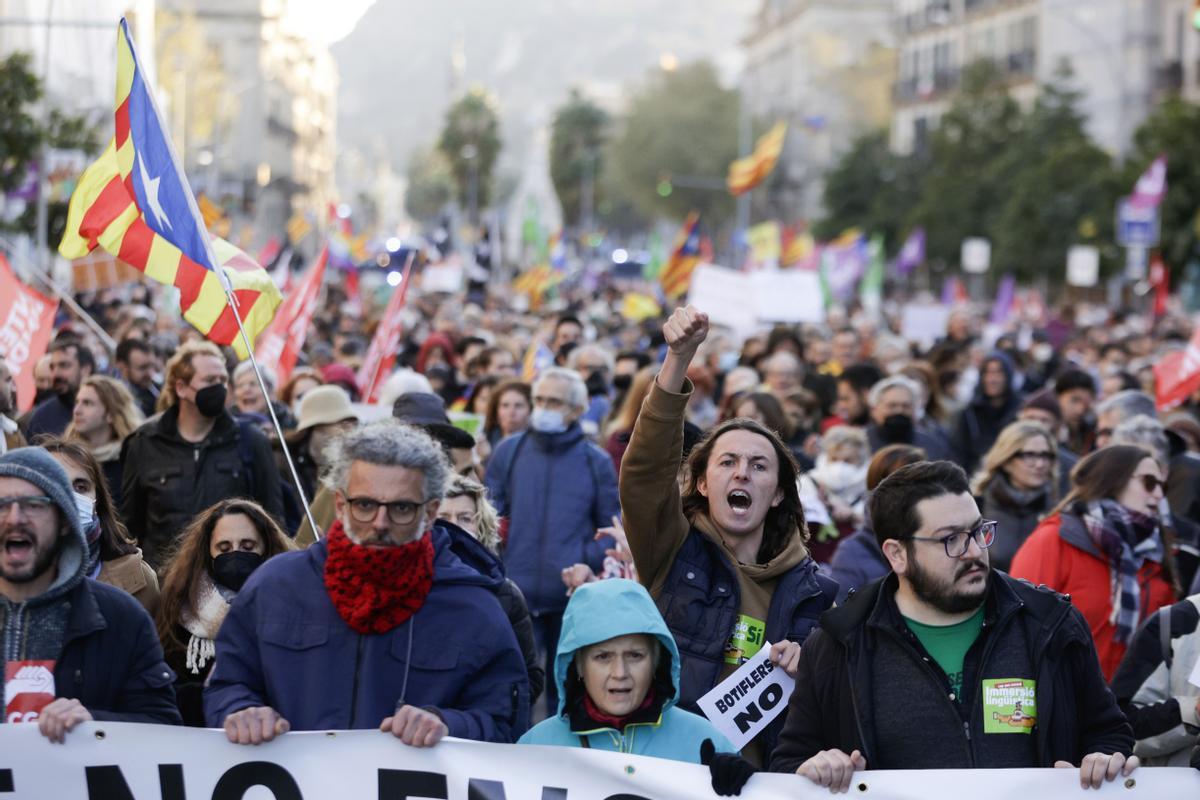 Manifestación en defensa de la escuela pública en catalán, el pasado abril, en Barcelona.