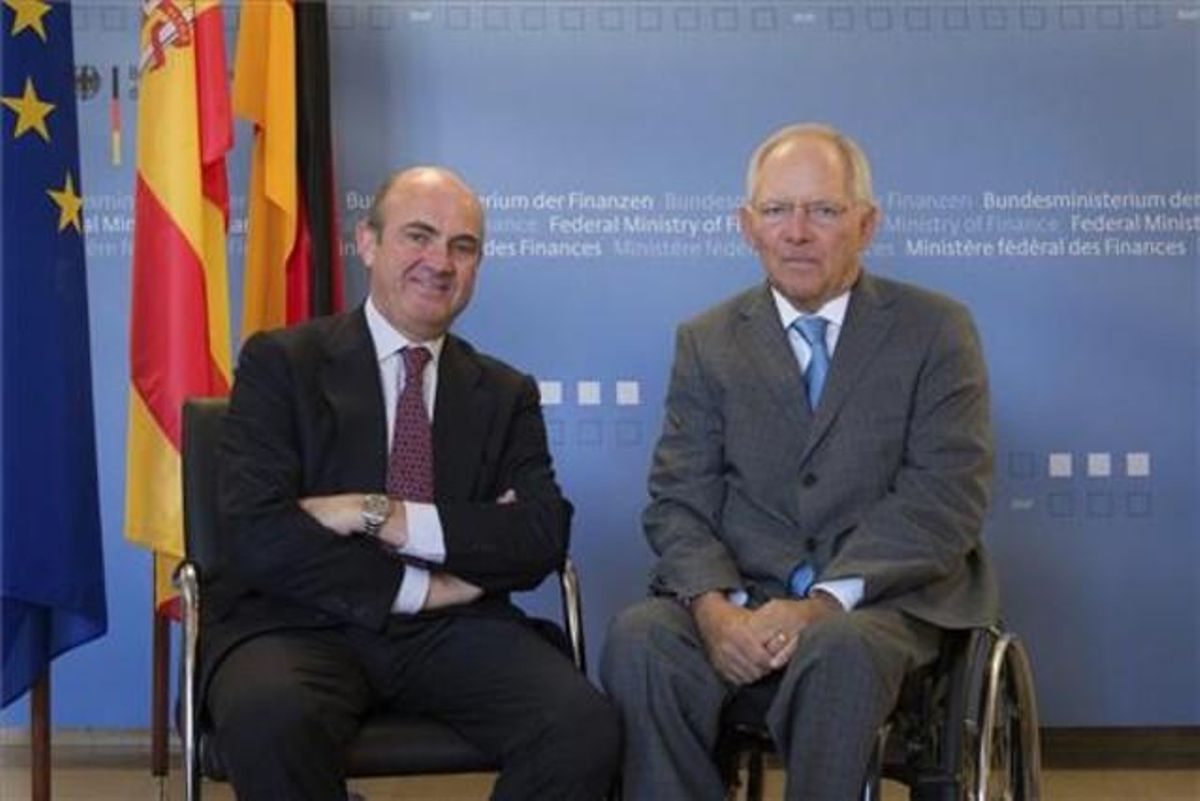 Luis de Guindos y Wolfgang Schaüble en Berlín. Luis de Guindos y Wolfgang Schaüble en Berlín.