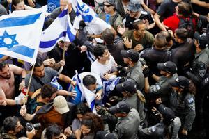 Protesta en Tel Aviv contra la reforma judicial del Gobierno de Netanyahu, este jueves.
