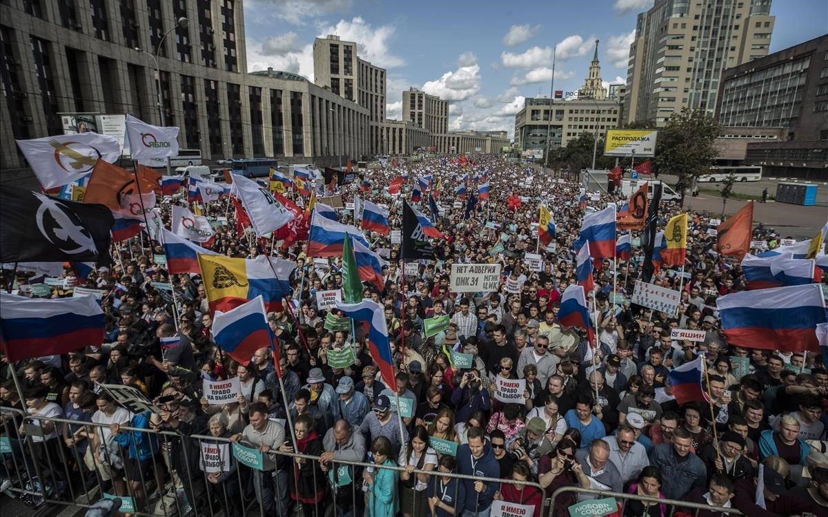 Imagen de la manifestación en Moscú.