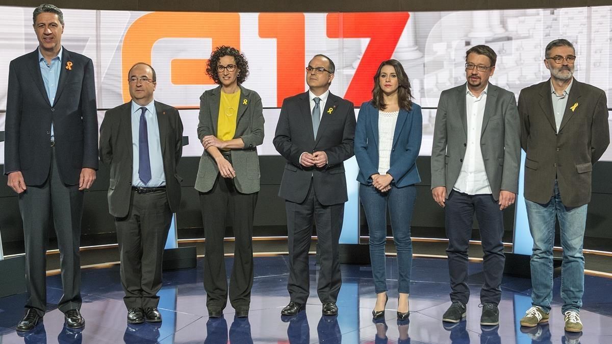 Debate electoral al Parlament de Catalunya en TV-3, con los candidatos de las formaciones políticas, el pasado18 de diciembre. Debate electoral al Parlament de Catalunya en TV-3, con los candidatos de las formaciones políticas, el pasado18 de diciembre.