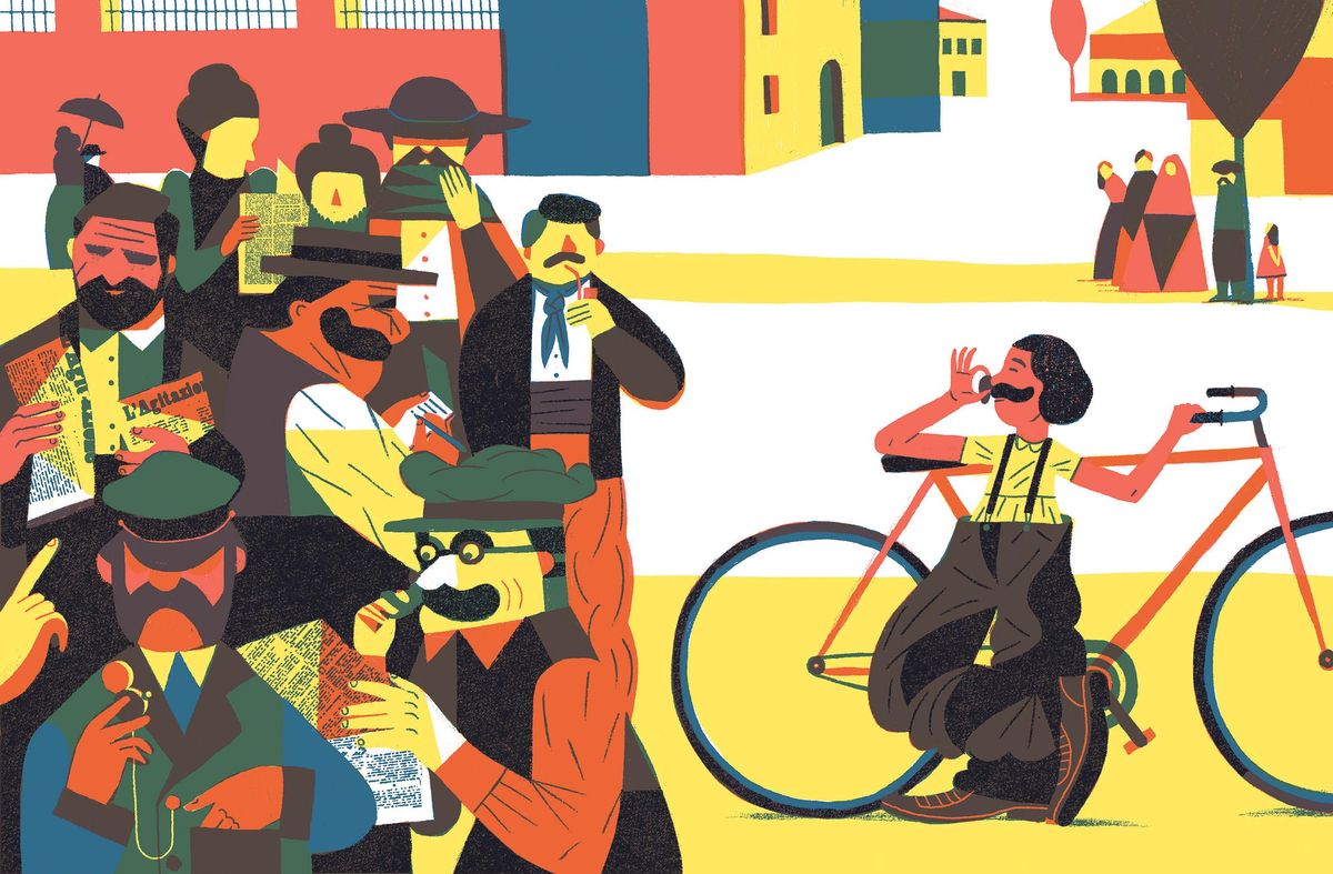 Alfonsina Strava, en las ilustraciones de Joan Negrescolor, corrió el Giro en 1924 al burlar a los organizadores e inscribirse como hombre. Alfonsina Strava, en las ilustraciones de Joan Negrescolor, corrió el Giro en 1924 al burlar a los organizadores e inscribirse como hombre.