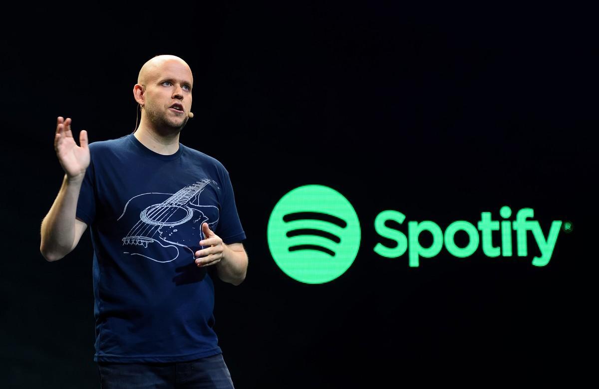 Daniel Ek, uno de los fundadores de Spotify, en una conferencia de prensa, en el 2015.