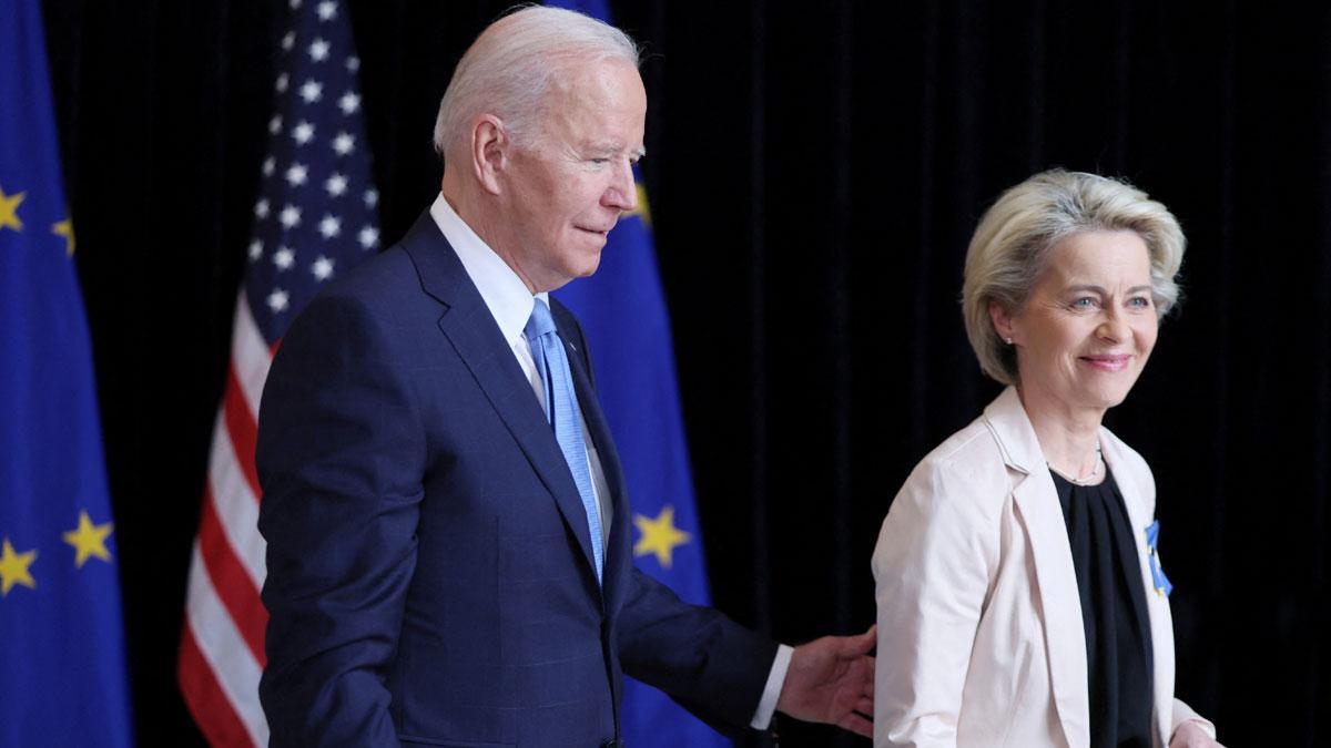 Reunión de Joe Biden y Ursula von der Leyen en Bruselas.