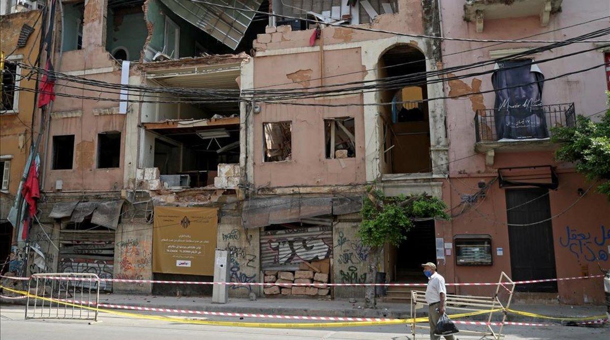 Edificios destruidos en Beirut por la explosión del 4 de agosto. 