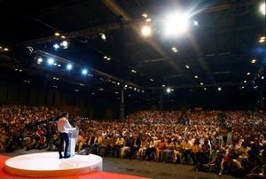 El secretario general del PSOE y hoy presidente del Gobierno, Pedro Sánchez, en la clausura del 39º Congreso Federal del partido, en Ifema, Madrid, el 18 de junio de 2017.