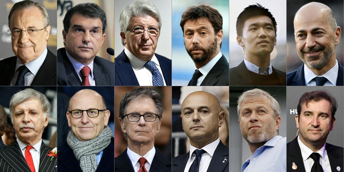 Los 12 representantes de los clubs fundadores de la nueva Superliga europea. Los 12 representantes de los clubs fundadores de la nueva Superliga europea.