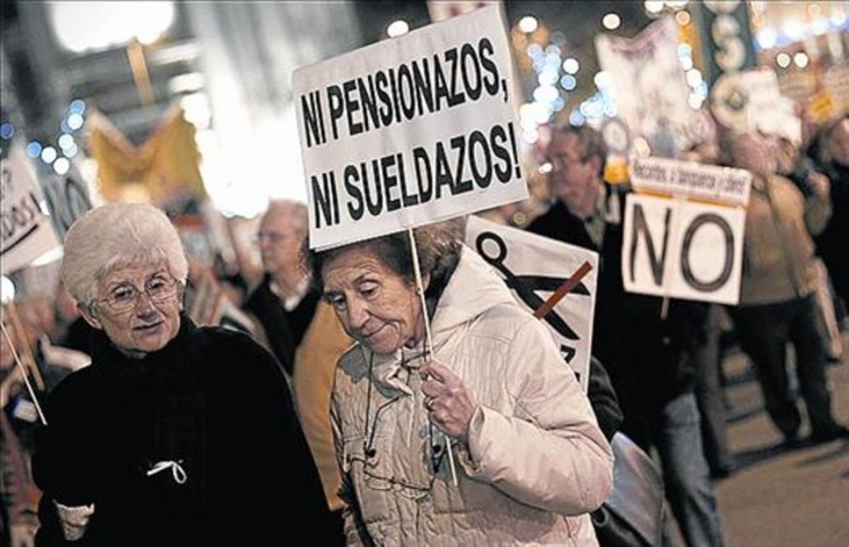 Protestas de pensionistas a favor de una jubilación digna.